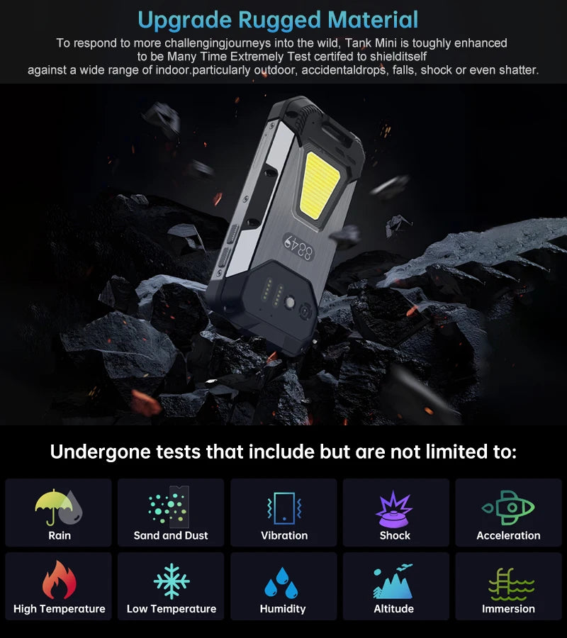 8849 Tank Mini Rugged Smartphone  4.3 inch 100MP Camera 256GB 16GB 5800mAh Android 13 CellphoneWaterproof Mobile Phone