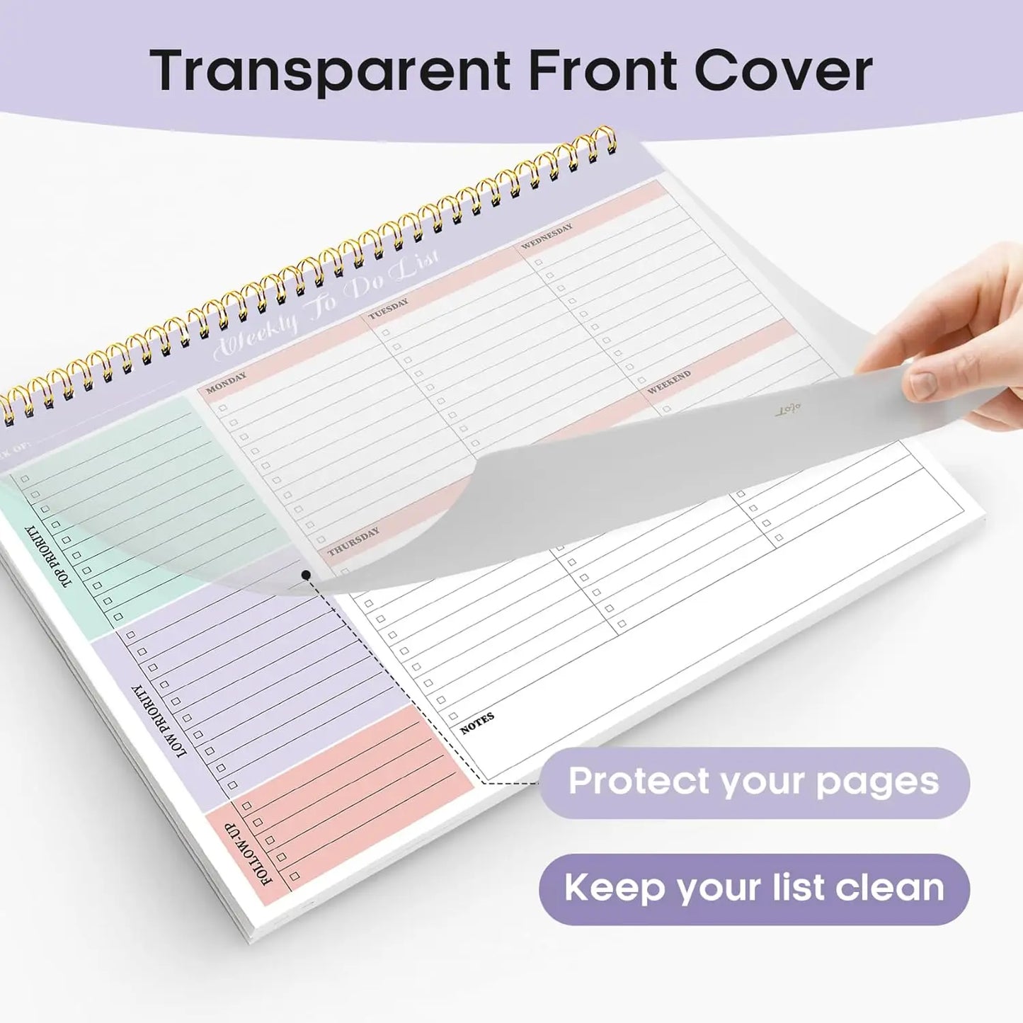 Weekly To Do List Notepad - 52 Undated Sheets, 8.5"x11", Desk Planner for Women & Men, Work and Home - 1 Pack Violet Dream