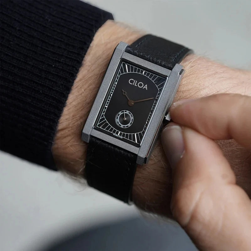 CILOA black square watch for men, brand authentic 2025 trendy fashion high quality waterproof quartz watch for boyfriend gift