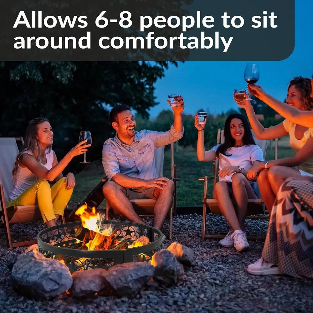 36 Heavy-Duty Steel Fire Pit Ring - Round, 12 High, for Outdoor & Camping Use