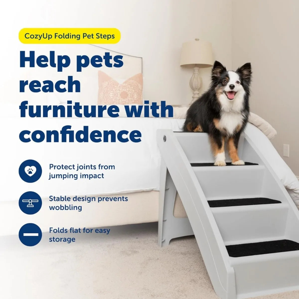 Foldable Dog Steps 20 Inch for Bed Couch Car Indoor Outdoor Use Portable Pet Stairs
