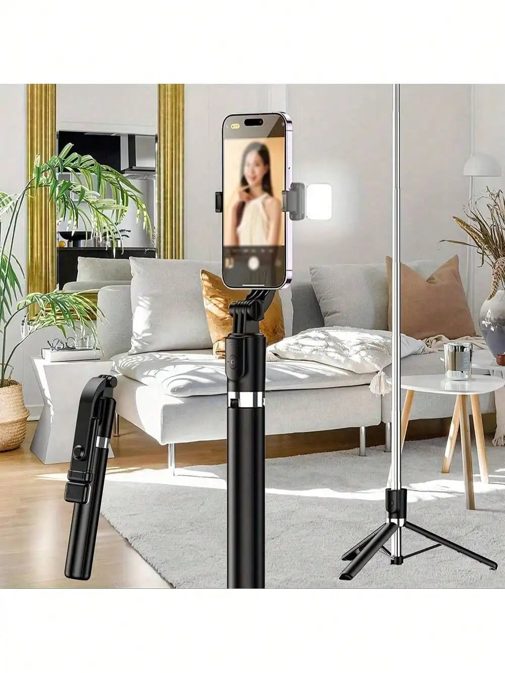 70'' Extendable Selfie Stick Tripod With Wireless Remote & Light – Portable Phone Stand For Smartphones And Cell Phones