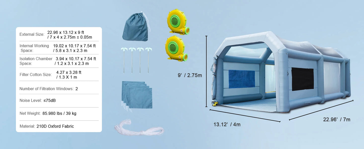 SucceBuy Inflatable Paint Booth with Blowers Inflatable Spray Booth Powerful Spray BoothCar Paint Tent Air Filter System