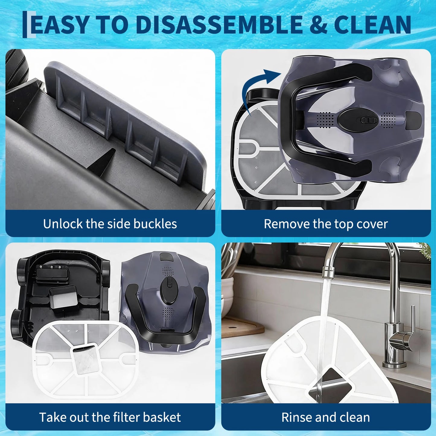 Cordless Robotic Pool Suction Cleaner – 130-Min Runtime, Powerful 5200mAh Battery, Self-Parking, Efficient Filtration, Lightweight & Portable Automatic Sweeper For Pools up to 860 Sq.Ft
