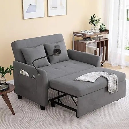 Sleeper Sofa Bed, 3 in 1 Convertible Sleeper Couch Bed Pull Out, Small Loveseat Sleeper Sofa, Futon Sofa Bed Full Size, 46" Velv