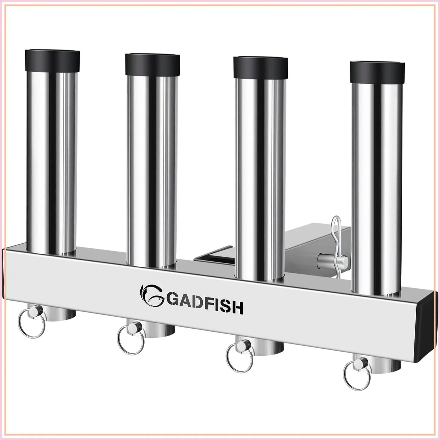 Stainless Steel Hitch Fishing Rod Holder for 2" Receivers, 4 Tube Rack with Quick Release Pin, Adjustable Truck Rod Holder