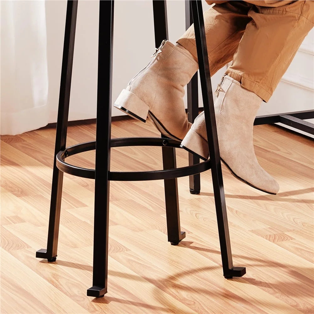 24 Inch Counter Height Bar Stool Set of 2 Metal Frame Rustic Brown Dining Room Indoor Use Stacking Stools