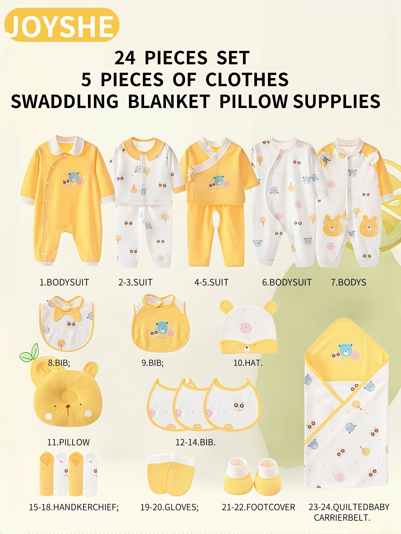 Baby Boy Clothes + Baby Items, Newborn Daily Necessities Complete Set, 0-3 Months, Total 27pcs, 5 Sets Of Clothes +Swaddle Blanket+ Hat + Bib + Hand And Foot Covers, Baby Fall Long Sleeve Suit, Baby Romper, Local Warehouse, B