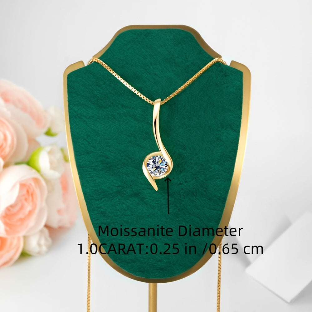 S925 Silver 0.25/1/2 Carat Moissanite Necklace, High-Quality Elegant and Exquisite Women's Fashion Pendant Necklace, 925 Silver Necklace, Women's Jewelry Necklace for Daily Wear/Party/Birthday/Anniversary, Perfect Gift for Lo