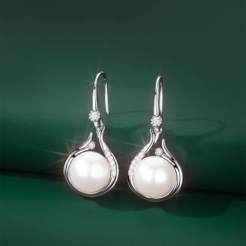 S925 Sterling Silvery Earrings for Women Natural Freshwater Freshwater Pearls Earrings Ear Hooks High-end Temperament Necklace for Women Men's Girlfriend Proposal EngaSynthetic Gemstoneent Wedding Anniversary Halloween Christ