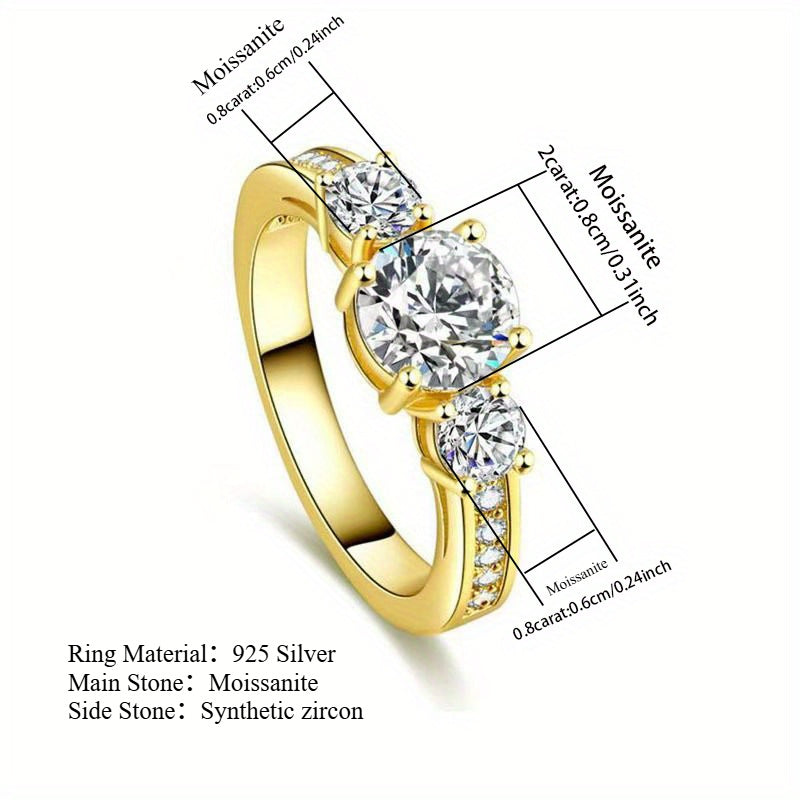 S925 Silvery 3.6 Carat Moissanite Couples Gorgeous Luxury Wedding Ring Suitable for Proposal Engagement Gift Birthday Anniversary Gift Valentine'S Day Christmas Halloween Thanksgiving Banquet Party with Dress to Wear Gift wit