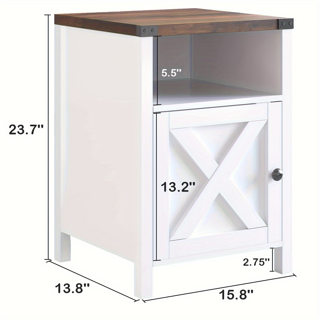 Halloween Farmhouse Nightstand, Rustic End Table With Barn Door And Storage Shelf, Bedside Tables Night Stand For Living Room Bedroom, Living Room, White Gray Oak Navy Blue Light Oak Dark Rustic Grey