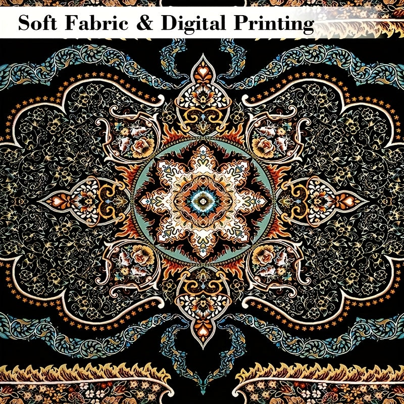 Large Bohemian Floral Velvet Mat with Non-Slip Backing & Shedding-Resistant - Machine-Washable Modern Mat for Living Room, Bedroom, Kitchen, Office - 100% Polyester Durable Floor Mat, Rugs for Living Room, Decorative Pattern,