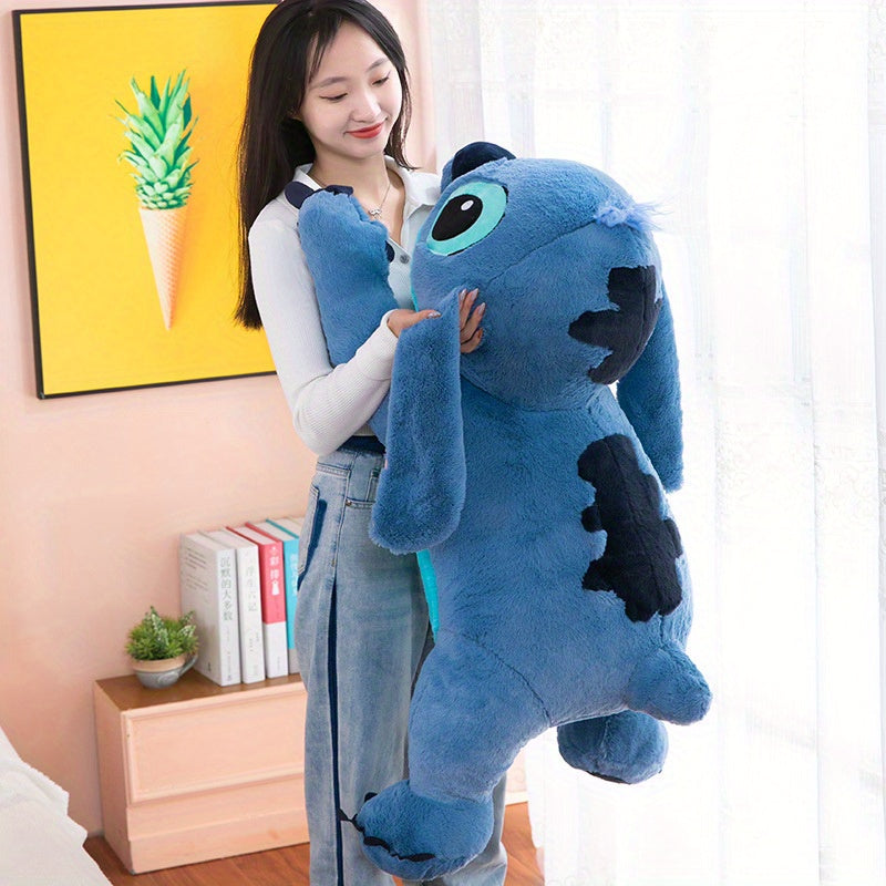 Stitch Embroidered Plush Toy - A Soft And Adorable Plush Animal Pillow Featuring An Embroidered Face And Seated Pose. Perfect For Beds, Sofas, And Travel - A Cute Embroidered Room Decor Gift For Fans. This Blue Stitch Has Exp