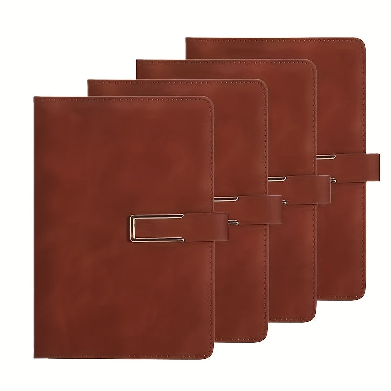 4 PACK A5/ B5 Leather Hardcover Notebook, Lined Notebook 80 GSM Thick Durable Paper for School Office Business Use, Back to School Season Supplie, Christmas Birthday Gift