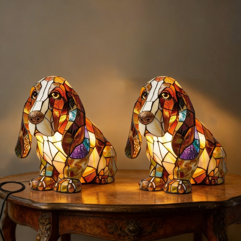 2 Different Basset Hound Table - Cute Dog Bedside Suitable for Bedroom, Room Decor, Pet Lover Gift, Plastic Animal