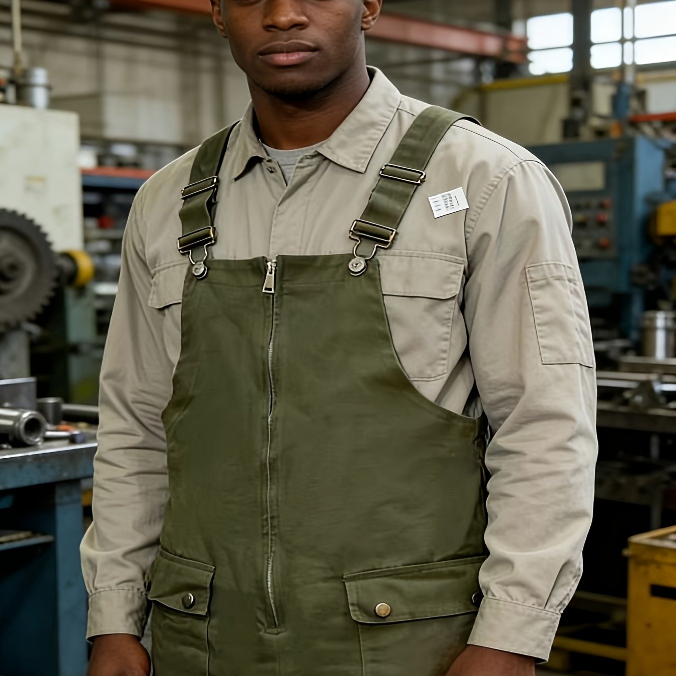 European And American Retro Men's Jumpsuits, New Loose And Casual Bib Pants for Spring And Autumn, Adjustable Shoulder Straps, Long Front, Work Pants Loved By Farmers, Wear-resistant And Durable, Easily Cope with Various Jobs