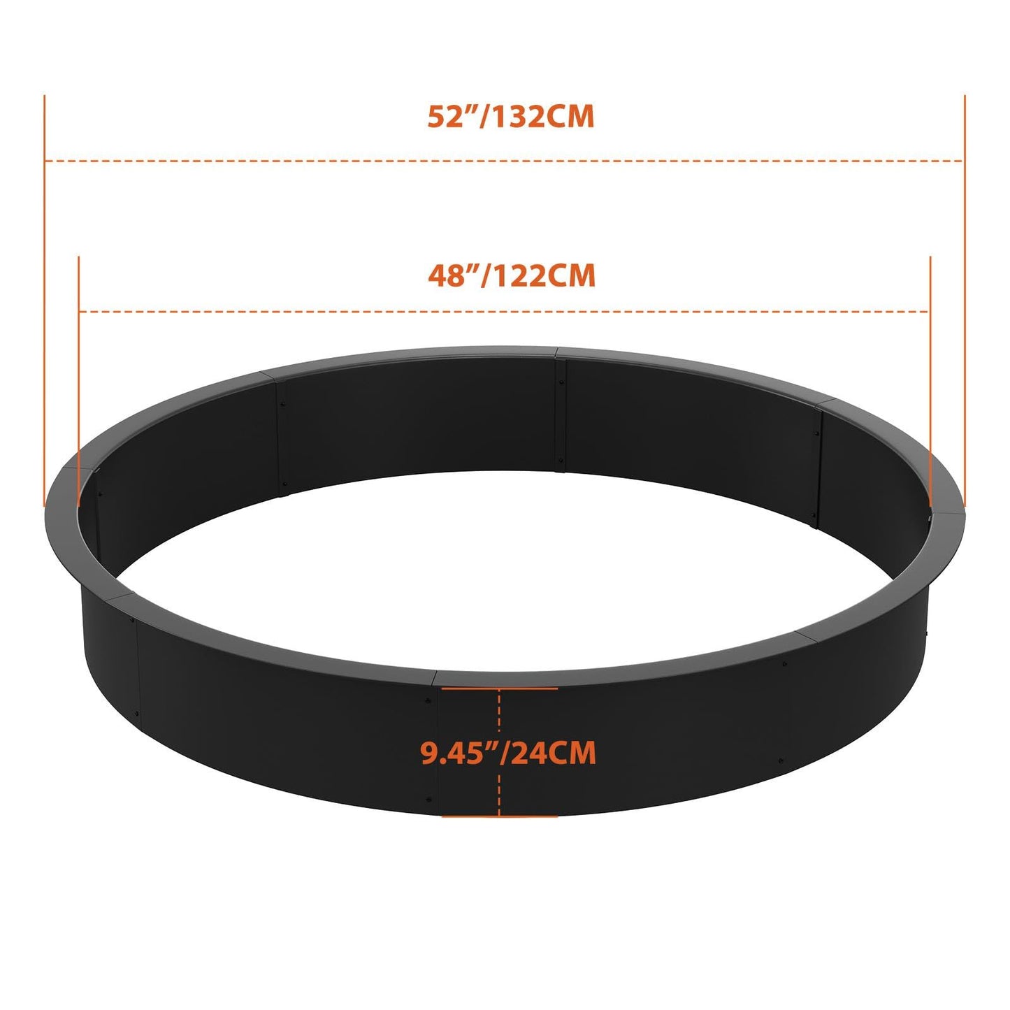 48 Inch Heavy-Duty Rust-Resistant Steel Fire Pit Ring Suitable for Backyard & Camping - Outdoor Fire Pit with Ventilation Holes, Smokeless, Tool-Free Assembly for,, Bonfire - Easy DIY Assembly for Cleaner Burning