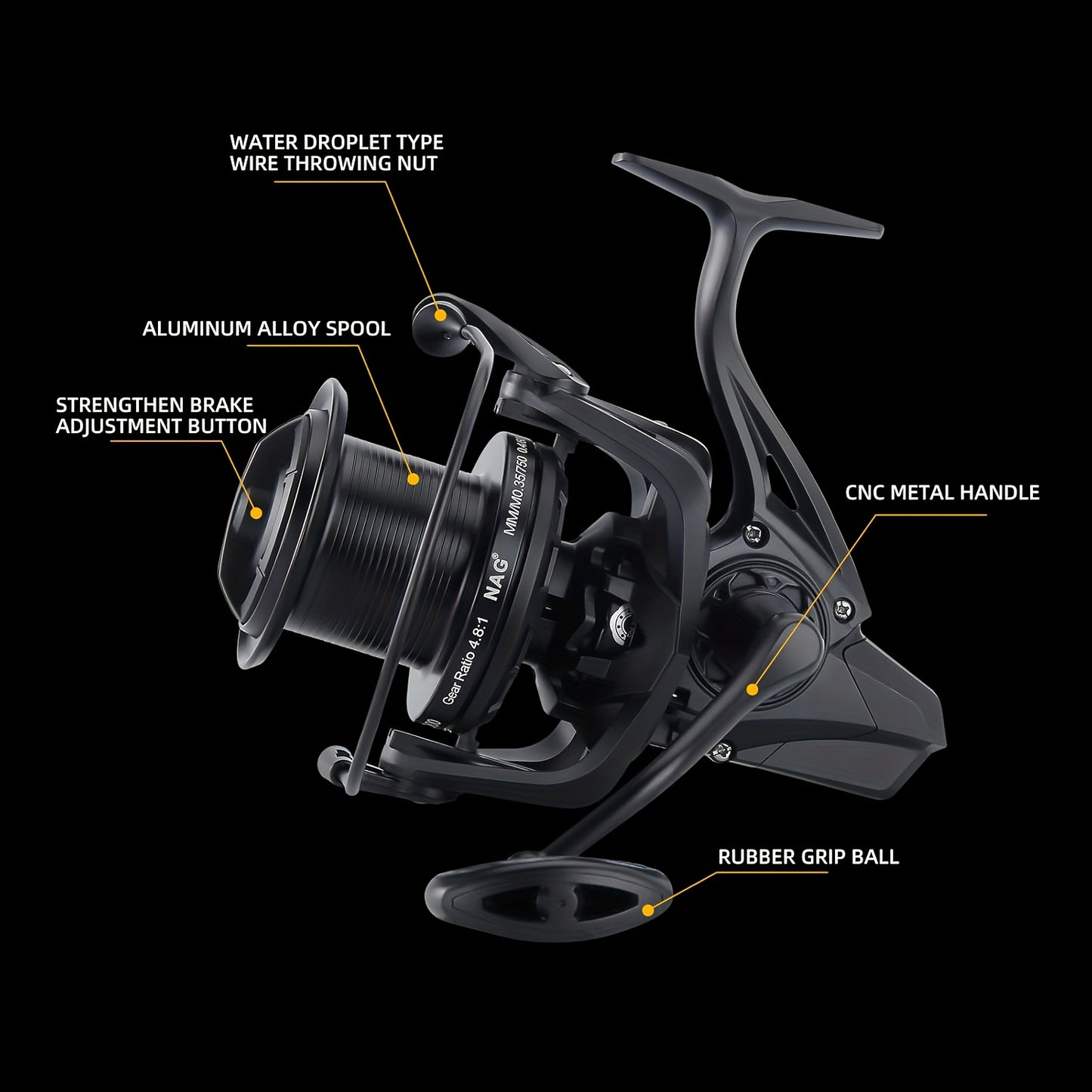 Heavy Duty Spinning Fishing Reel 12000/14000 - Saltwater Surf Rod Compatible with 6+1BB Bearing System, 55 Lb Drag & 4.8:1 Gear Ratio, Stainless for Jumbo Saltwater Fish () - Suitable for inshore, offshore, monster fish