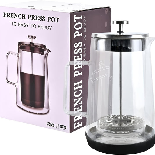 Glass Press, Easy to Clean Glass Press Coffee Maker, 22Oz/ 650Ml Coffee Press Glass, Borosilicate Press, Suitable For, Kitchen, Office., Home Brewing, Kitchen Appliance, Modern Coffee Maker, Stylish Press, Highquality Materia