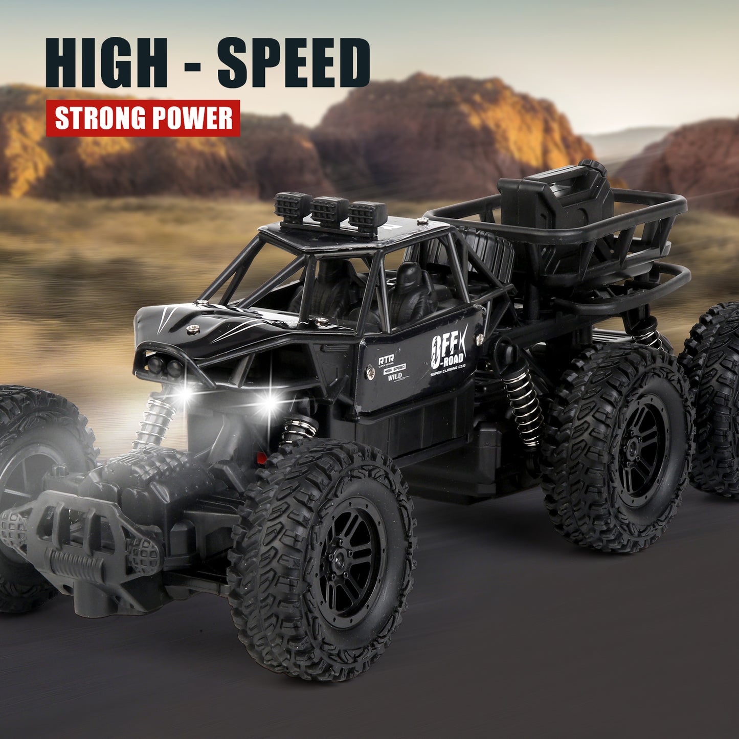 Six-Wheel Alloy Remote Control Car, All-Terrain Electric Toy Vehicle, 2.4GHz R/C Off-Road Car, High-Speed Climbing Car with Headlights And Shock Absorbers