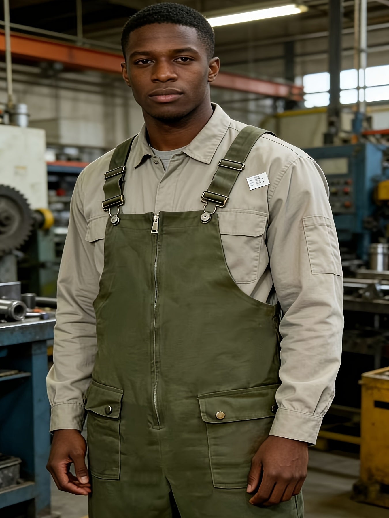 European And American Retro Men's Jumpsuits, New Loose And Casual Bib Pants for Spring And Autumn, Adjustable Shoulder Straps, Long Front, Work Pants Loved By Farmers, Wear-resistant And Durable, Easily Cope with Various Jobs