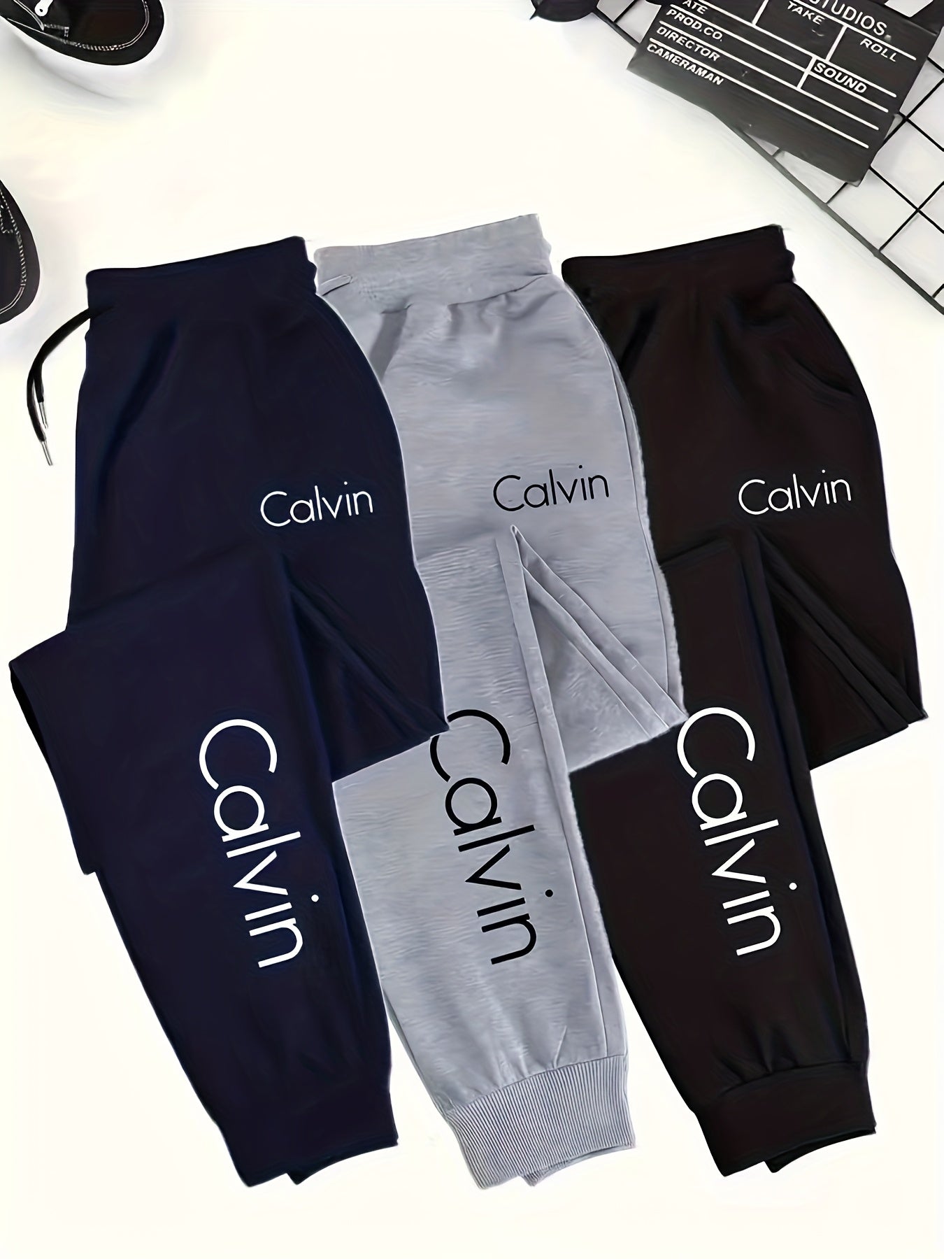 3pcs Oversized Men'S Casual Jogging Pants | Comfortable Elastic Fabric, Breathable, Adjustable Elastic Drawstring Waistband, Loose Fit, Suitable for Gym, Training, and Autumn Casual Wear, Essential for Sports Enthusiast