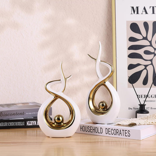 2-Piece Set Birthday Gift, Minimalist Modern Home Decor Accents, Decorative Vases, Resin Craft With Abstract Geometric Design, Suitable For Living Rooms, Bedrooms And Farmhouse Decoration. Christmas Decorations For Home, Indo