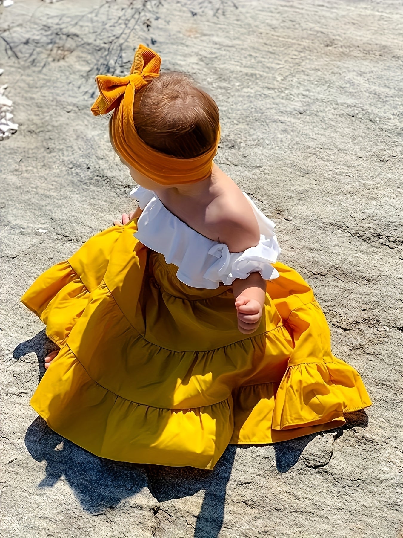 3pcs Kids Toddler Girl Off Shoulder Crop Top Blouse High Waist Ruffled Maxi Skirt Summer Outfits with Headband, Toddler Fashion, Party Dress, Loose Fit, Vintage Style, Lightweight Fabric, Soft Texture