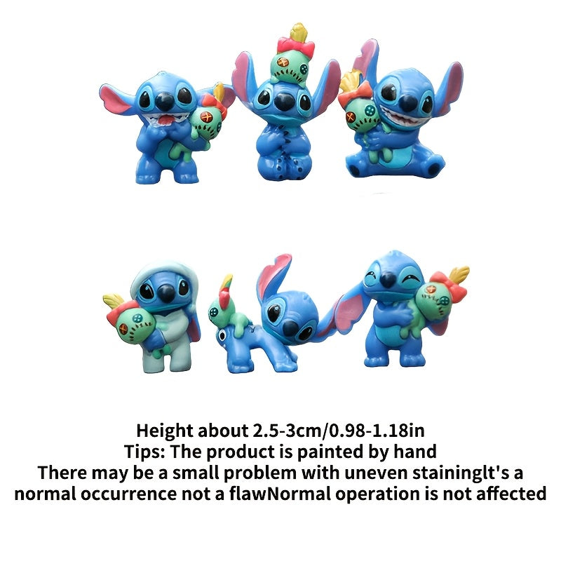 6 Stitch Mini Statues Set, PVC Collectible Action Figures, Suitable for Home Decoration And Party Gifts, Suitable for 18 Years And Above, Room Decoration