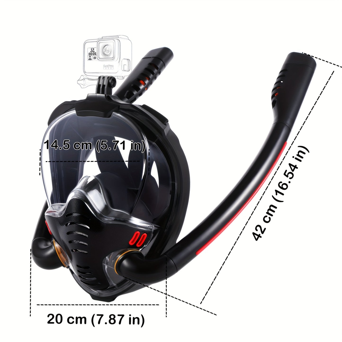 Full Face Snorkel Mask, 180 Degree Panoramic HD View Snorkeling Mask, Anti-Leak Dry Top Set for Adults