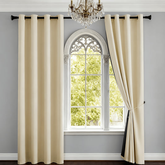 2 Panels 52x84 in/ 132x213 cm 100% Blackout Curtains Soft & Durable, Easy to Clean for Bedroom, Living Room, Office, Hotel, Bathroom, Van Garage, Christmas Modern decoration, black, Grey, Beige 52x63 in/ 132x160 cm 52x95 in/
