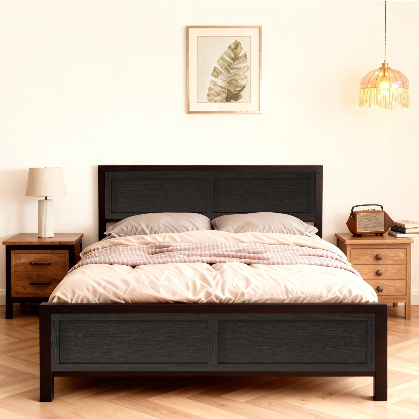 Modern Sturdy Heavy-duty Metal Full/Queen Bed Frame with Headboard and Footboard | 10in Under-bed Storage, Non-slip Recessed Design, Concealed Screw Construction, 1000 lbs Weight Capacity, Suitable for Bedrooms and Guest Room