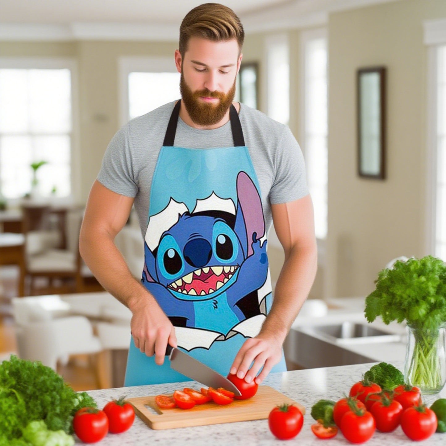 Stitch kitchen three-piece set, including a Stitch apron, gloves, and heat-resistant mat, Party Favors, adding fun to your cooking time and joy to your culinary creeations.ations., Kitchen Essentials, Culinary Gifts, Themed A