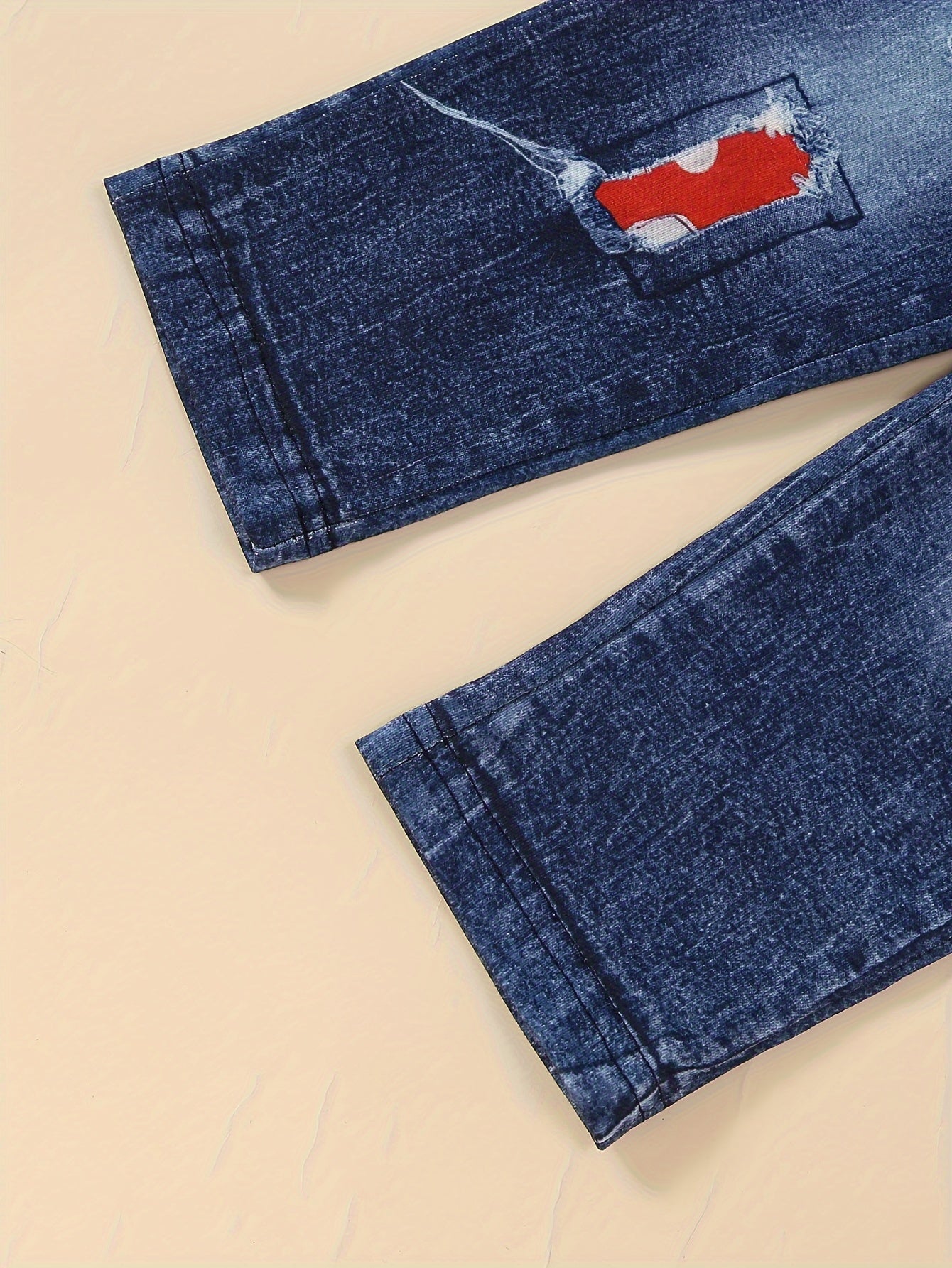 Girls' Spring and Autumn Fashion Set Girls' Flared Long Sleeve Letter Love T-Shirt Top Anti-Denim Pants Set with Belt, Perfect for Outdoor