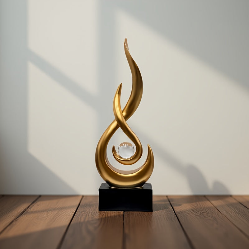 Home & Kitchen > Holiday Decorations > Small Statue Figurine// Abstract Flame Bead Resin Ornament | Modern Wabi-Sabi Style Living Room Energy Focal Point Decoration