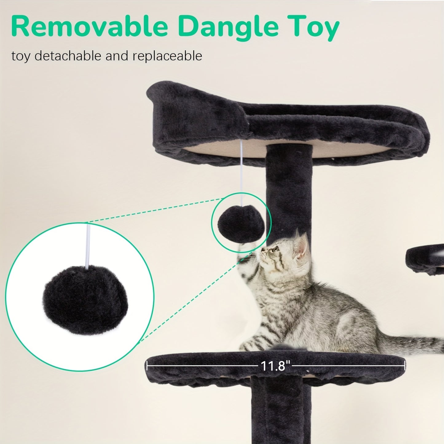 DOPINMIN 54in Cat Tree Tower For Indoor Cats, Multi-Level Furniture Activity Center With Scratching Posts Stand House Condo Funny Toys Kittens Pet Play House, Dark Gray