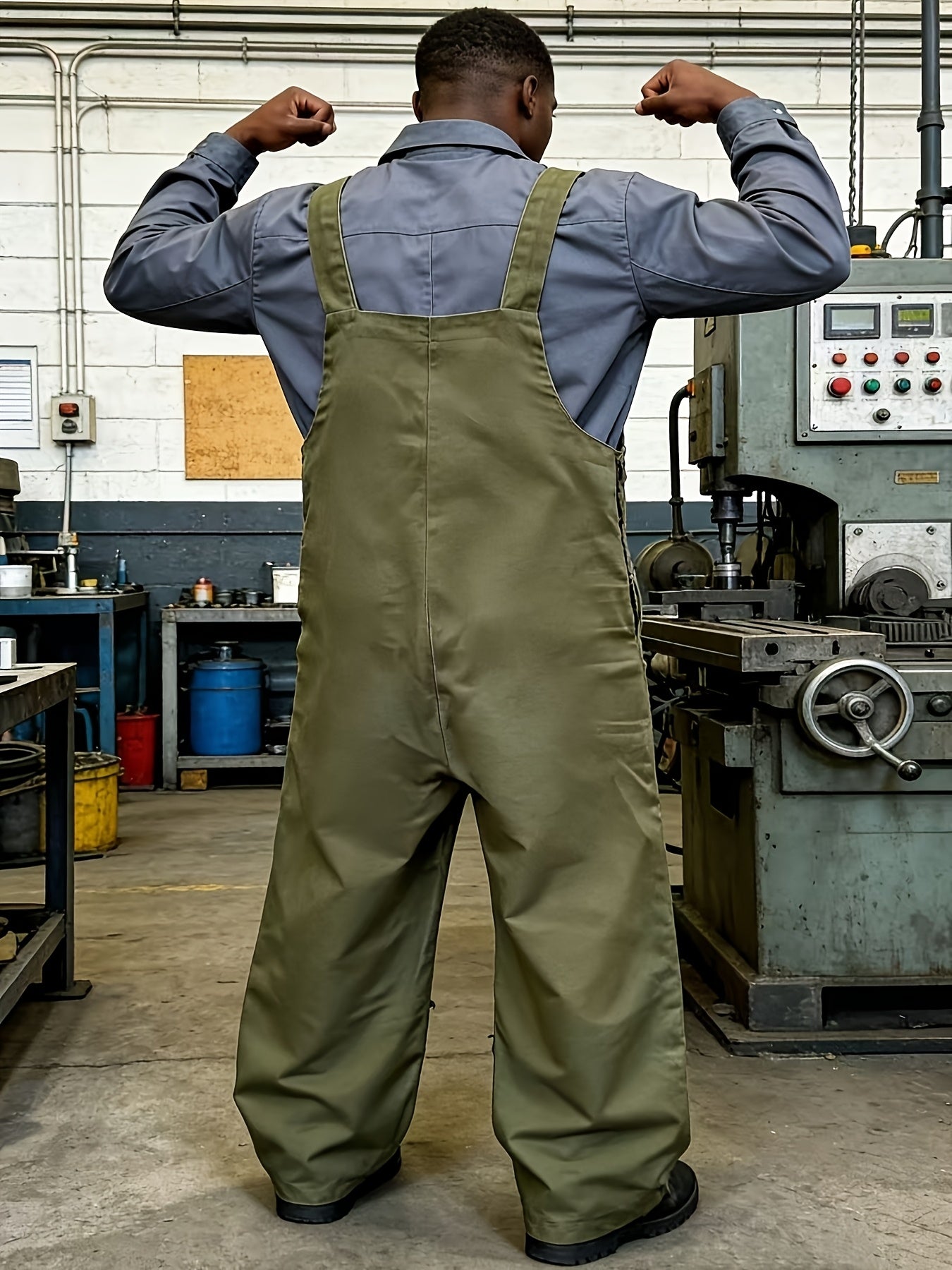 European And American Retro Men's Jumpsuits, New Loose And Casual Bib Pants for Spring And Autumn, Adjustable Shoulder Straps, Long Front, Work Pants Loved By Farmers, Wear-resistant And Durable, Easily Cope with Various Jobs