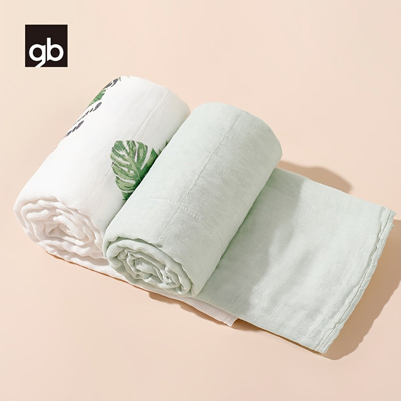 gb 2pcs Baby Gauze Blanket - 4-Layer Bamboo Cotton | 110x110cm/43.3*43.3in | Ultra-Soft, Breathable & Absorbent | Multi-Use for Swaddling, Nursing, Play & Travel | Bright Color Options