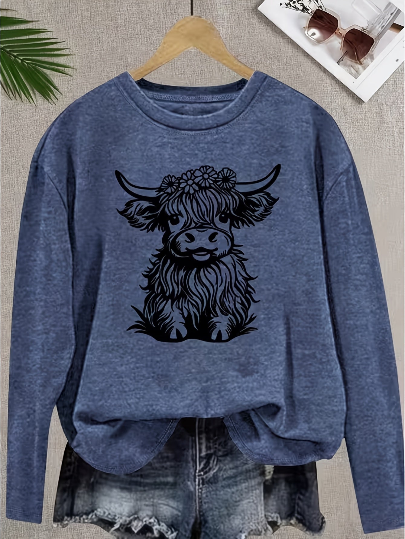 Plus Size, Ladies' Oversized Four Season Wardrobe Machine Washable Base Long Sleeved Round Neck Versatile Casual T-shirt