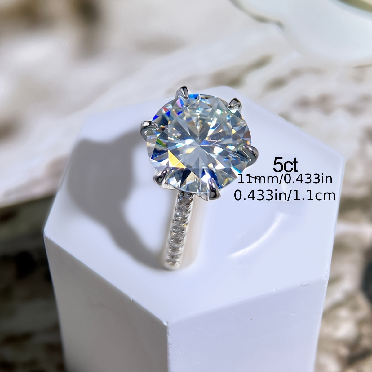 925 Silver Sparkling 5 Carat Moissanite Wedding And Engagement Rings Jewelry Elements Design Personality Women's Fashion Glamorous Bachelor Party Perfect For Everyday Occasions, Carnivals And Any Season Halloween Christmas Gi