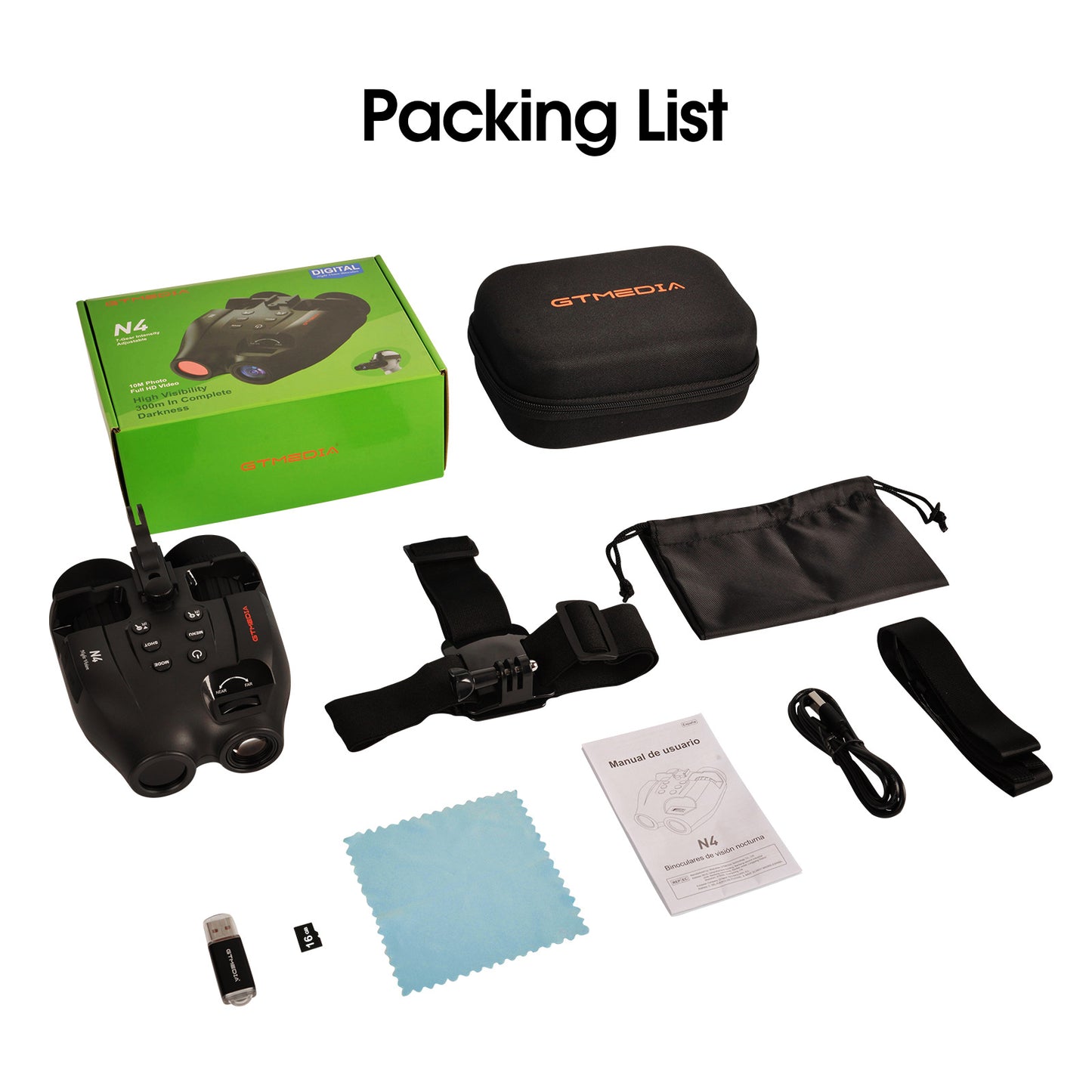 GTMEDIA N4 4K HD Digital Night Vision Binoculars, Comes with Memory Card, 2000mAh Battery And Photo Taking, Video Taking, Playback Mode - Perfect for Outdoor Night Adventures And Wildlife Spotting, Great Gift for Men, Night V