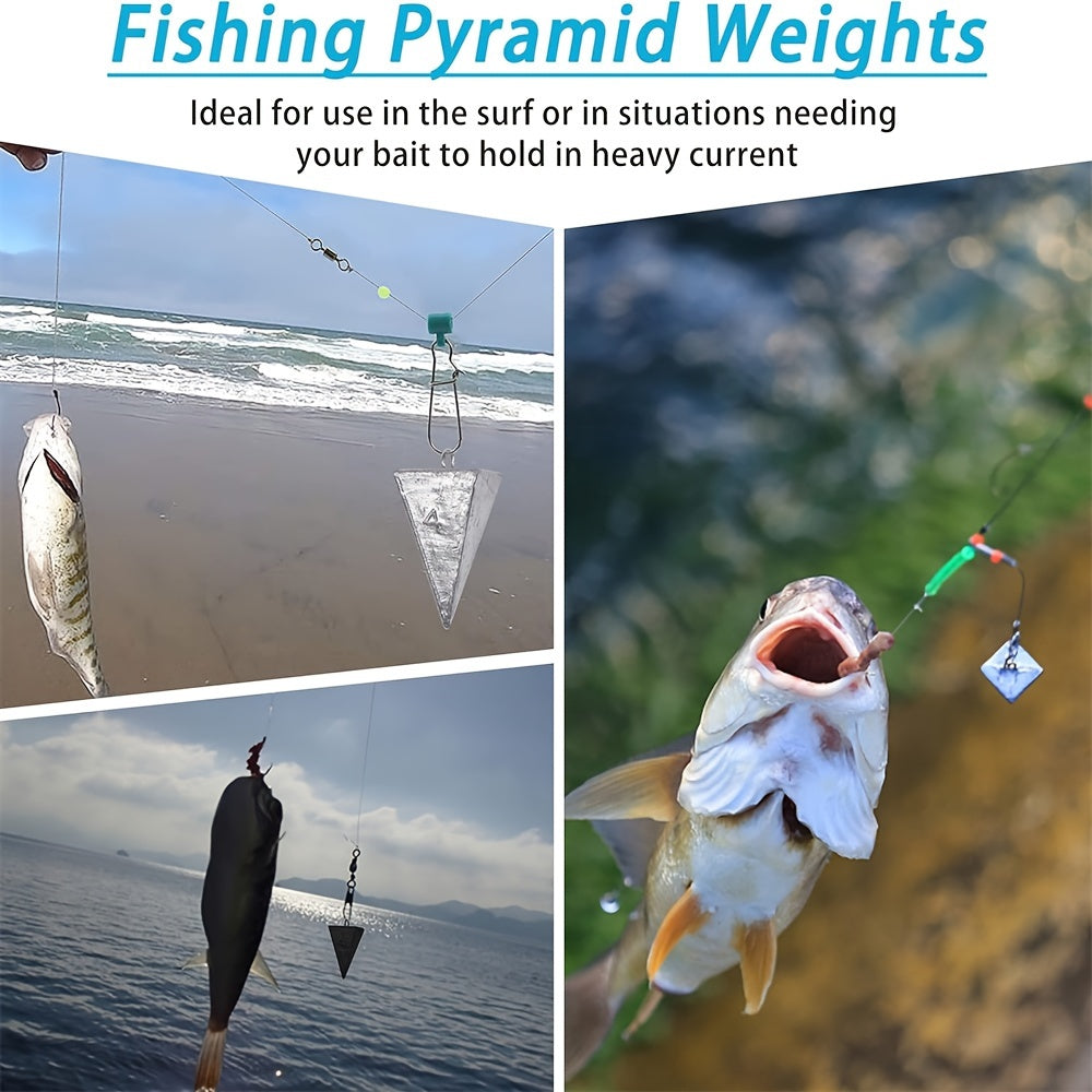 6/10pcs Pyramid Sinkers Fishing Weights Fishing Sinkers, Saltwater Freshwater Lead Fishing Weight Sinker for Ocean Surf Fishing Gear Catfish Tackle 1oz 2oz 3oz 4oz 5oz 6oz 8oz