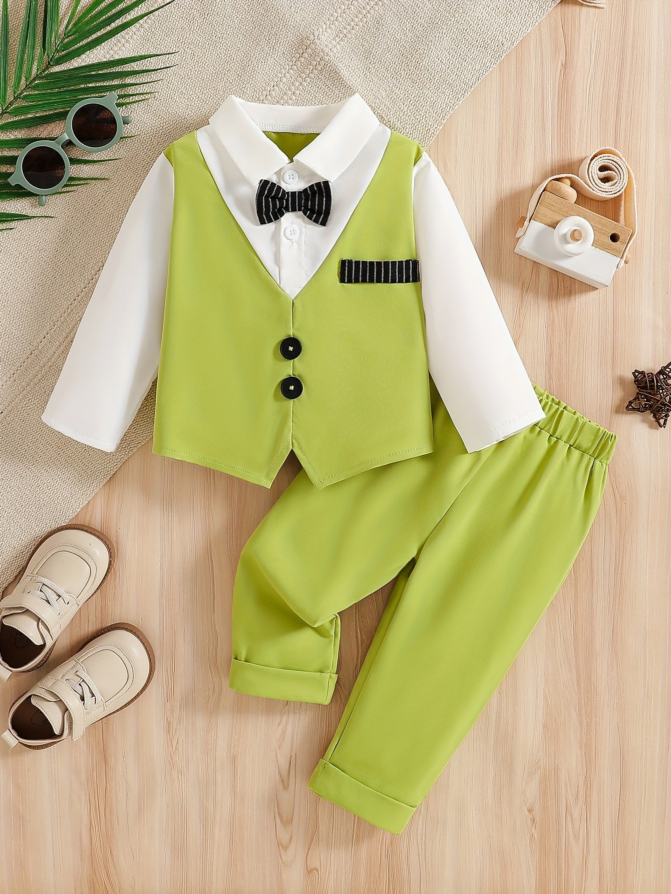 Baby Clothing And Baby Products 2025 New Baby Spring And Autumn Suit Set Wedding Birthday Party Gift Suit Fake Two Piece Long Sleeved Top And Pants Children'S Gentleman Baptismal Set Start Season Hot Halloween And Christmas C