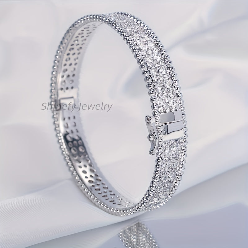 Moissanite Bracelet Jewelry for Women: 925 Sterling Silvery Hypoallergenic Bracelet with Dazzling Moissanite Stones, Elegant & Sexy Design for Wedding/Valentines/Christmas Gifts - Luxe Gift Box for Wife, Girlfriend, Mother