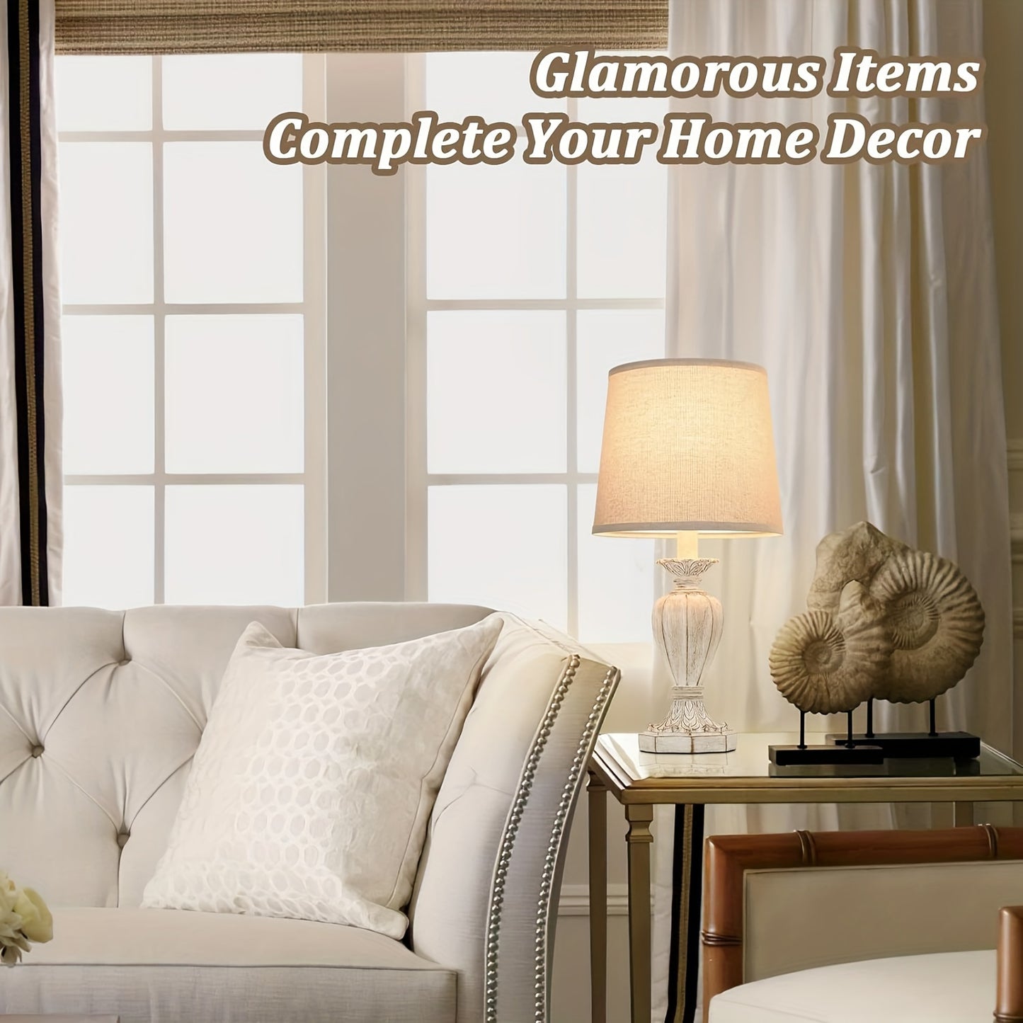 Pair of 19-Inch Farmhouse Table Lamps, Rustic Nightstand Lamps for The Bedroom, White Traditional Bedside Desk Lamps Featuring Vintage Beige Fabric Shades Suitable for The Living Room