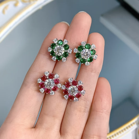 S925 Silver 2Carat Moissanite Stud Earrings High-Quality, Gorgeous And Elegant Women'S Fashion Jewelry Suitable For Daily, Vacations, Parties, Birthdays, Christmas, Thanksgiving, And New Year Gifts
