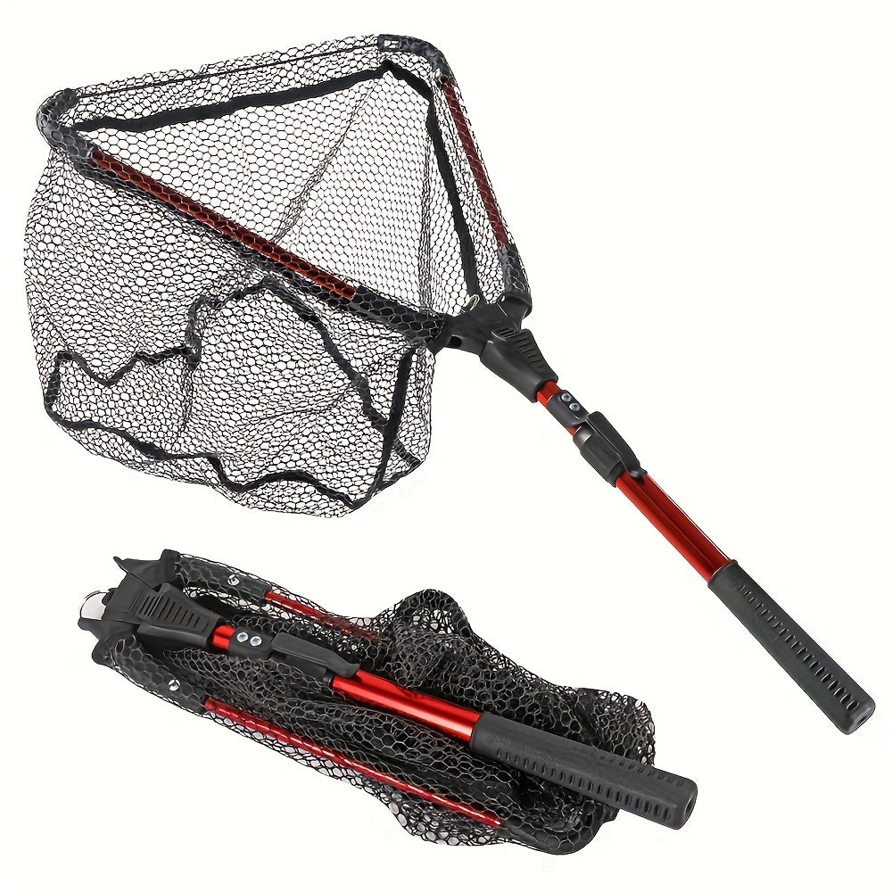 1pc Aluminum Alloy Retractable Triangular Fishing Net, Hand Copied Net, Foldable Fishing Net, With Telescopic Rod And EVA Handle
