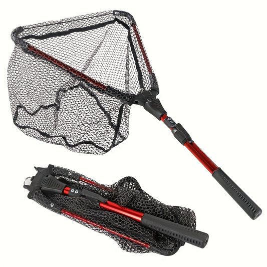 1pc Aluminum Alloy Retractable Triangular Fishing Net, Hand Copied Net, Foldable Fishing Net, With Telescopic Rod And EVA Handle
