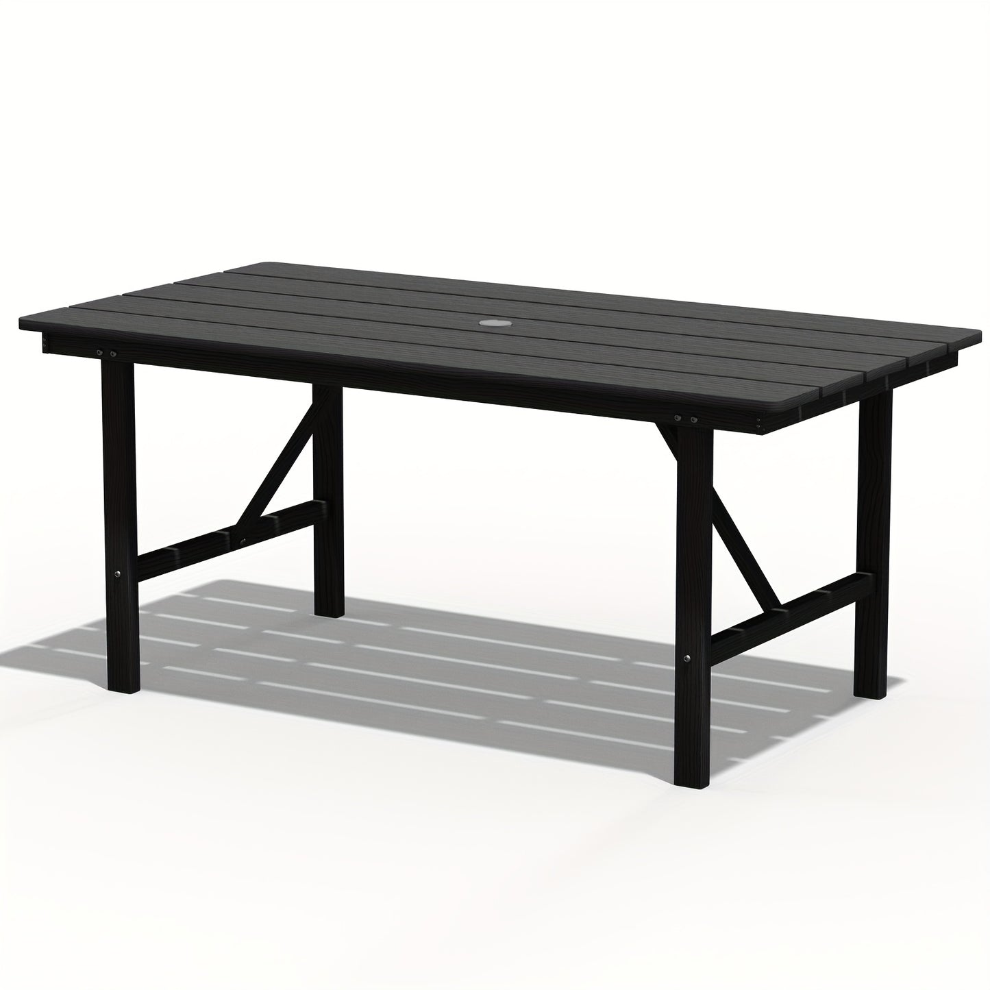 Outdoor HDPE Dining Set, 7pcs Outdoor Furniture with Large Table& 6 Chairs, All-Weather Patio Dining Set for Lawn, Garden, Backyard, Poolside